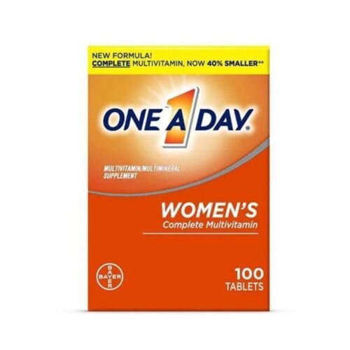 Front view of One A Day Women's Multivitamin bottle containing 100 tablets.