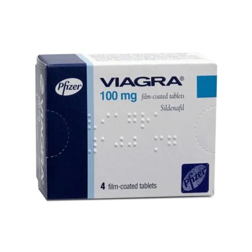 Front packaging view of original Pfizer Viagra 100mg 4 film-coated tablets box with Turkish