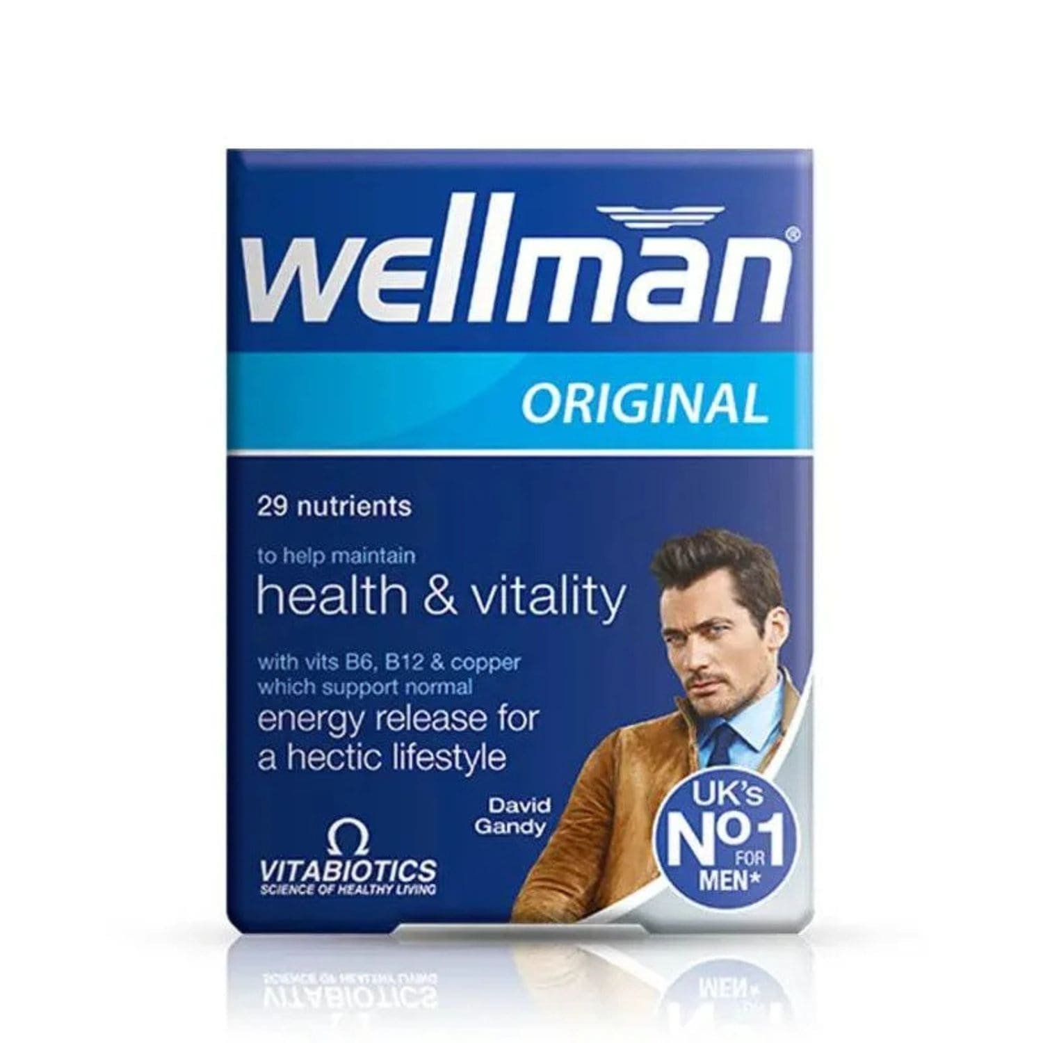 Vitabiotics Wellman Original 30 tablets bottle on a clean white background,