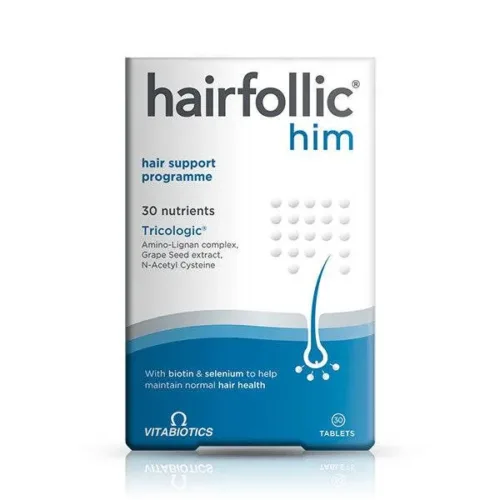 Vitabiotics Hairfollic Him 30 Capsules for Men, advanced hair growth supplement